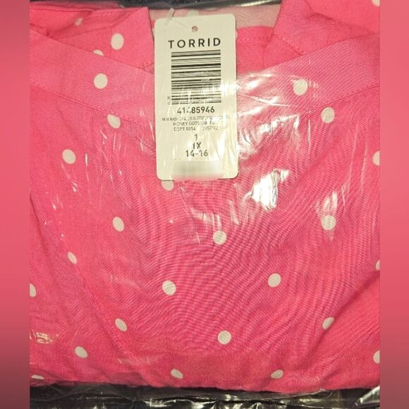 NEW 1X TORRID Plus Size Mini Challs Pink & White Poka Dot Sleeveless Sundress - Picture 16 of 16